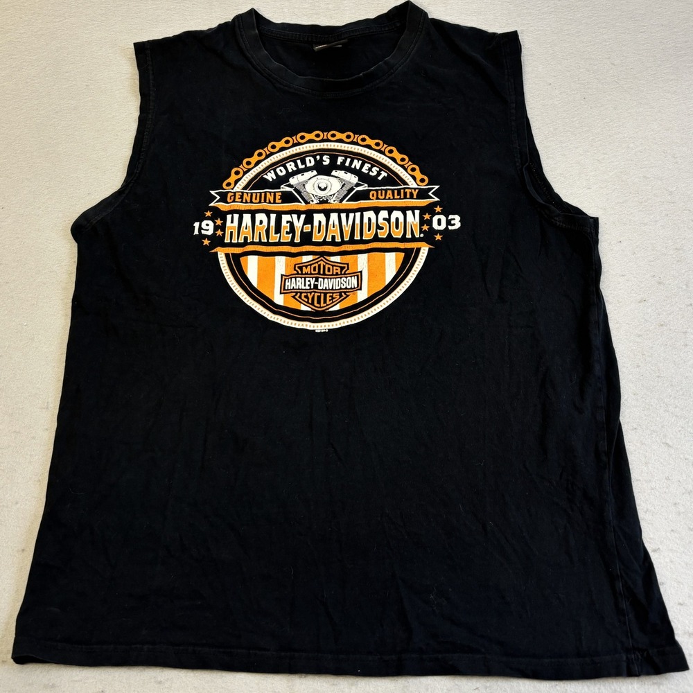 Harley-Davidson Muscle Tee Mens XL Black 70th Anniversary Biker Bikercore Casual